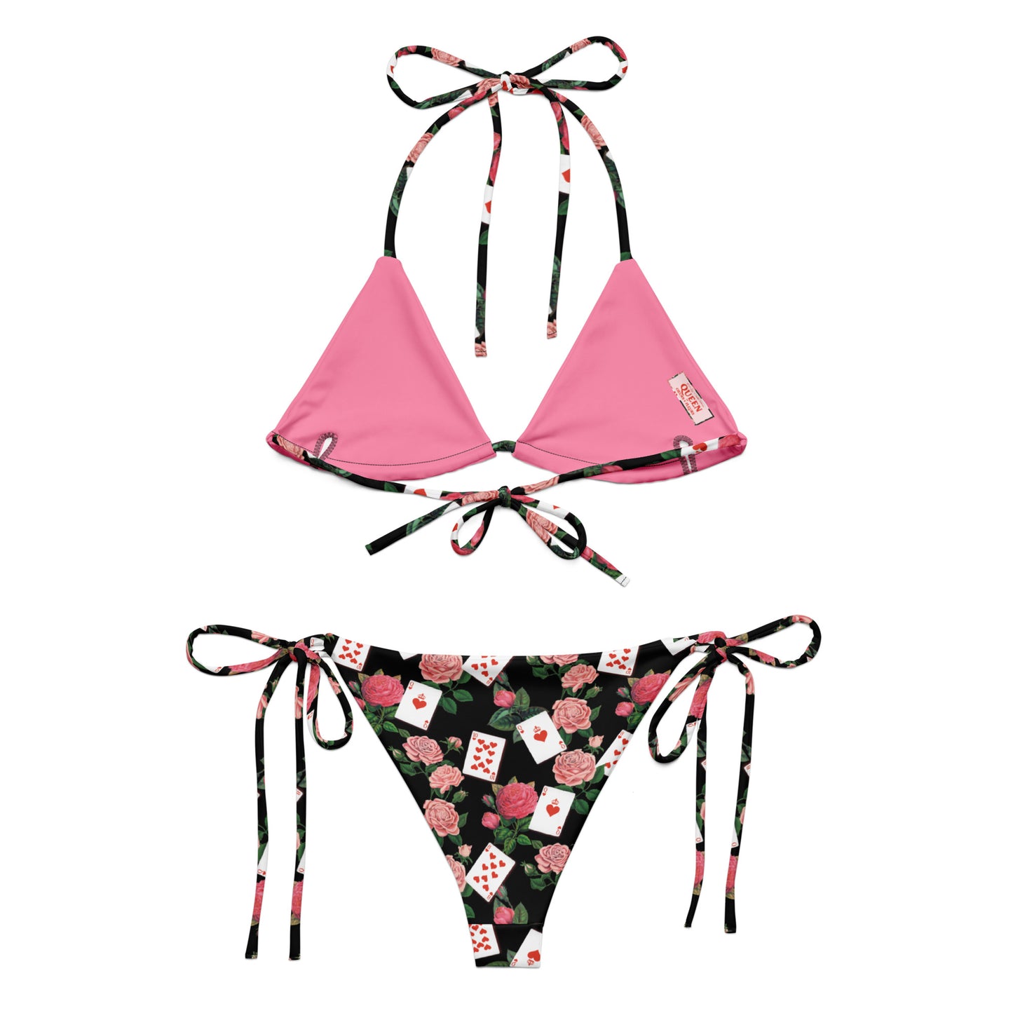Queen of Coeurs et Fleurs All-over print recycled string bikini