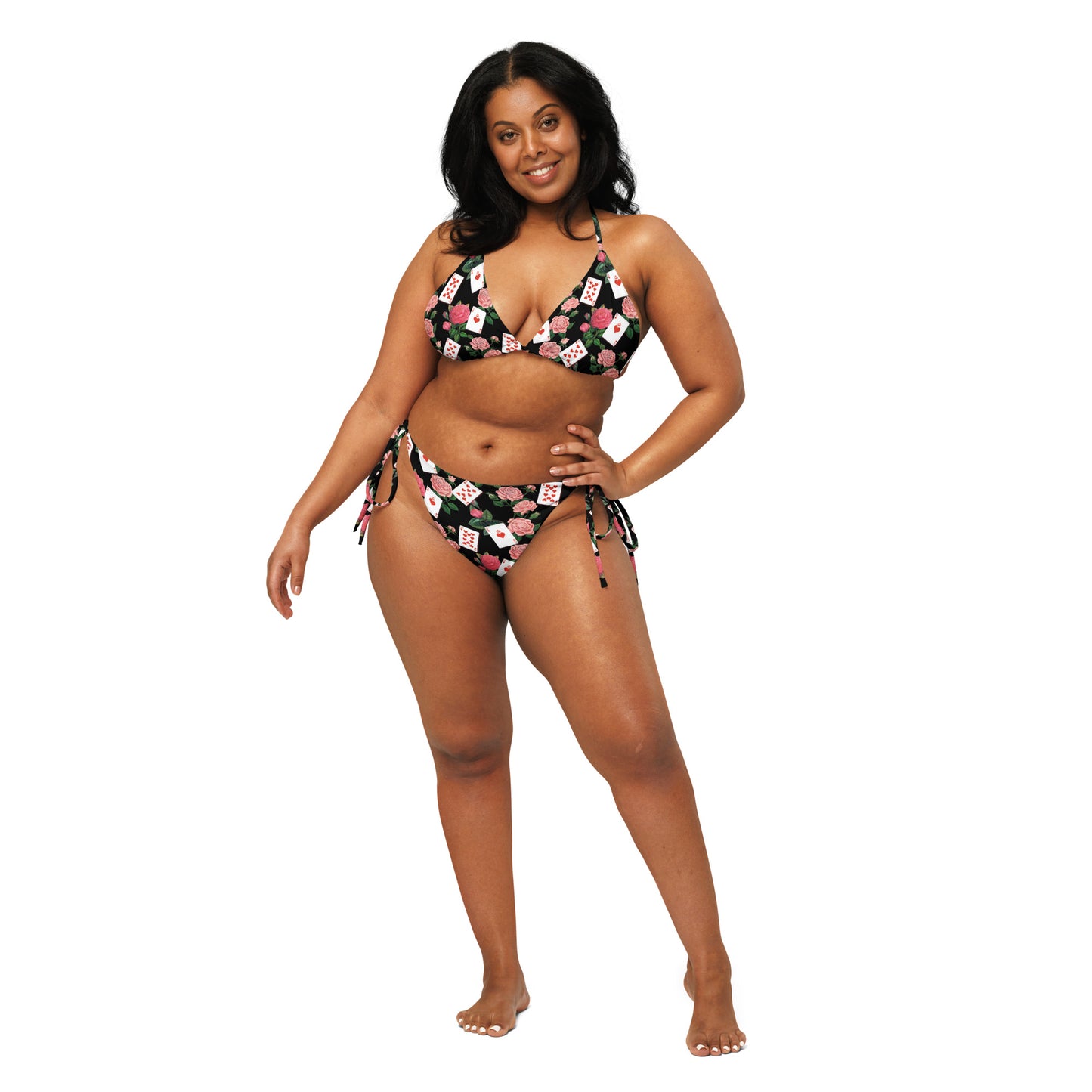 Queen of Coeurs et Fleurs All-over print recycled string bikini