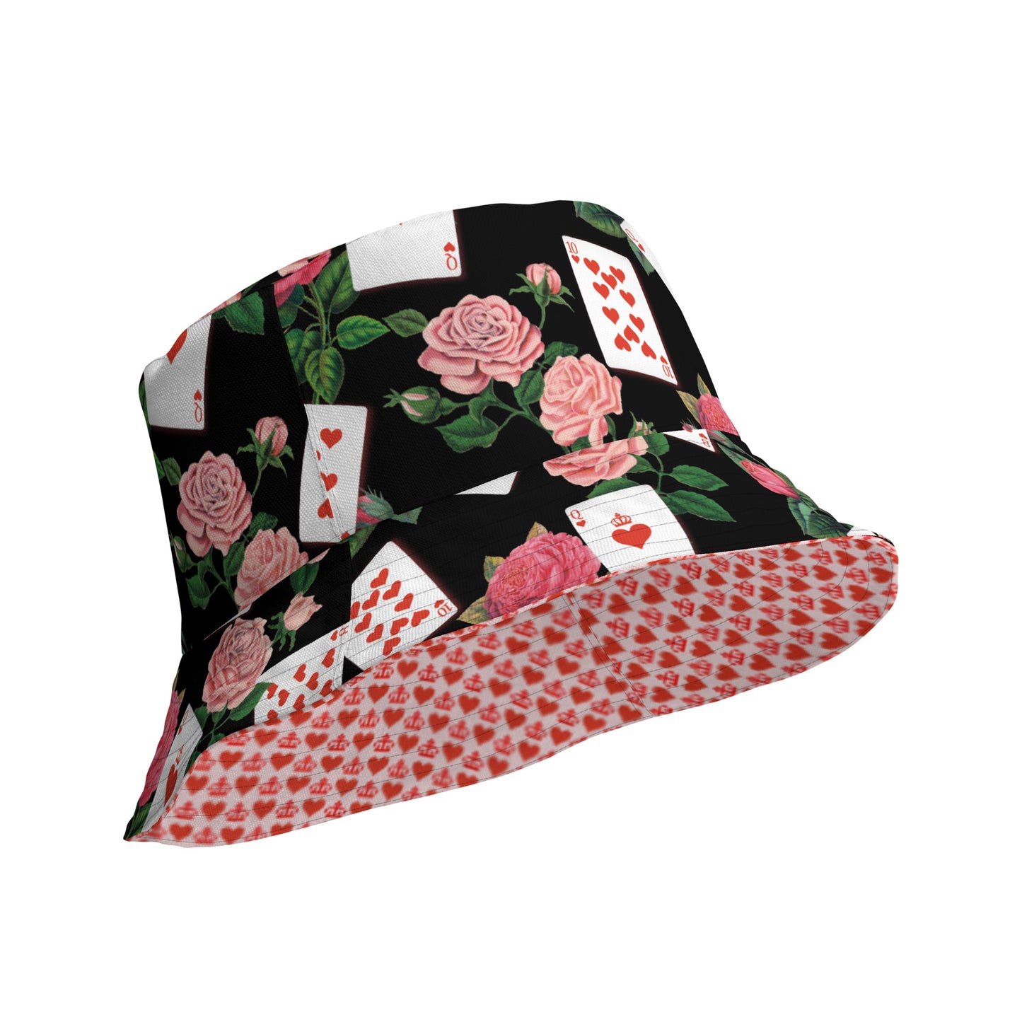 Queen of Coeurs et Fleurs Reversible bucket hat
