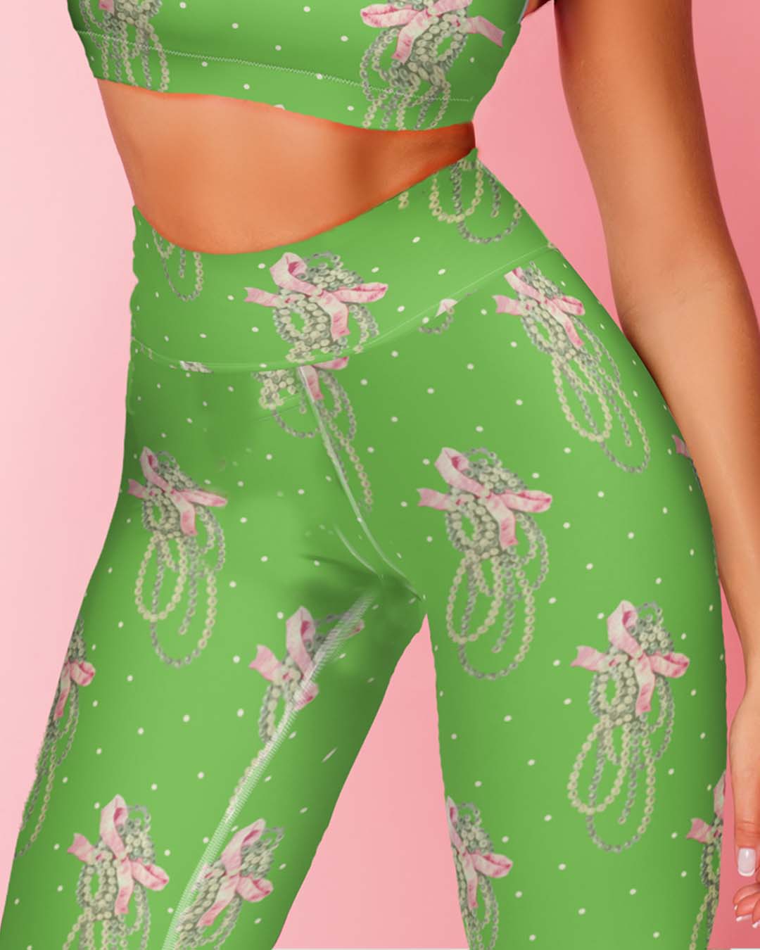 Vintage Pearl Apple Green Yoga Leggings
