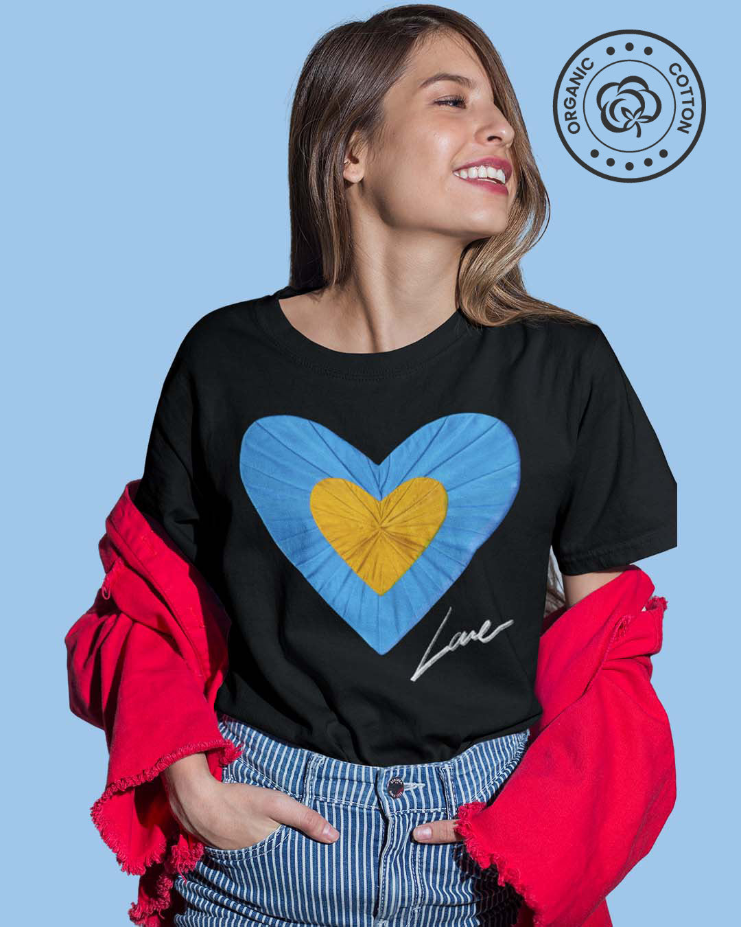 Love and Peace Black Unisex Organic Cotton tee