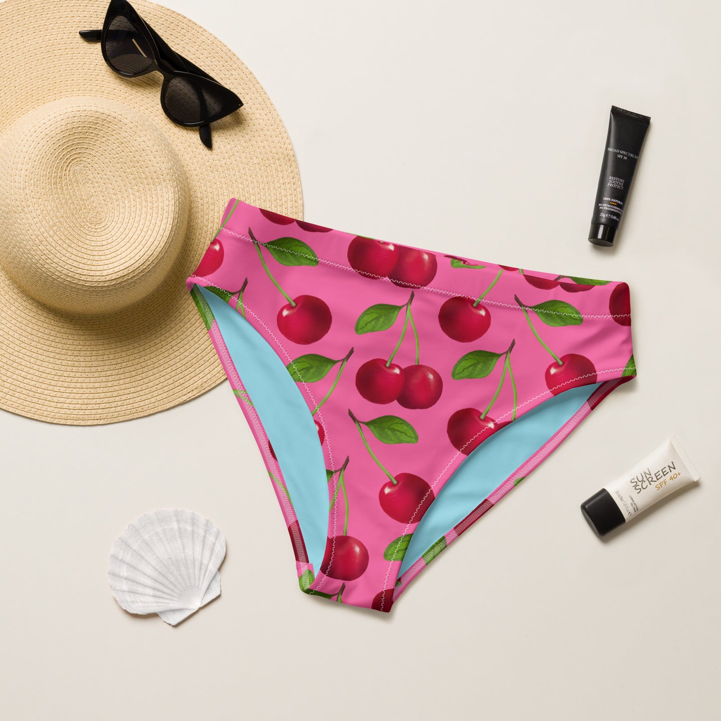 Mon Cherie Candy Pink Eco High Waisted Bikini Bottom
