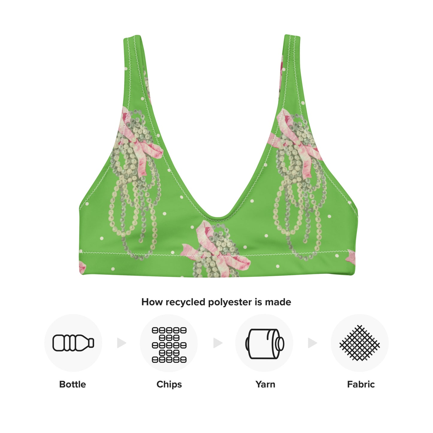 Vintage Pearl Apple Green Eco Bikini Top