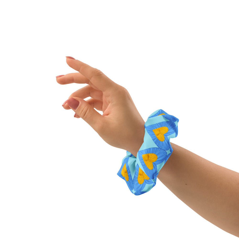 Love and Peace Pastel Blue Scrunchie