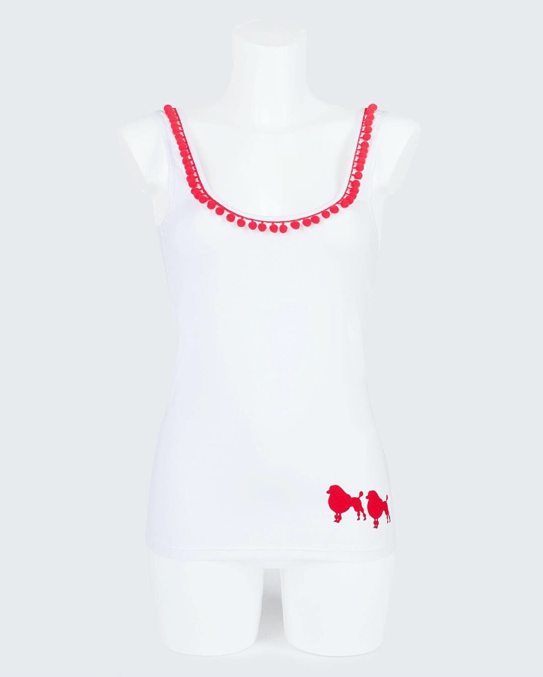 Poodles in Love WHITE with Red Vest