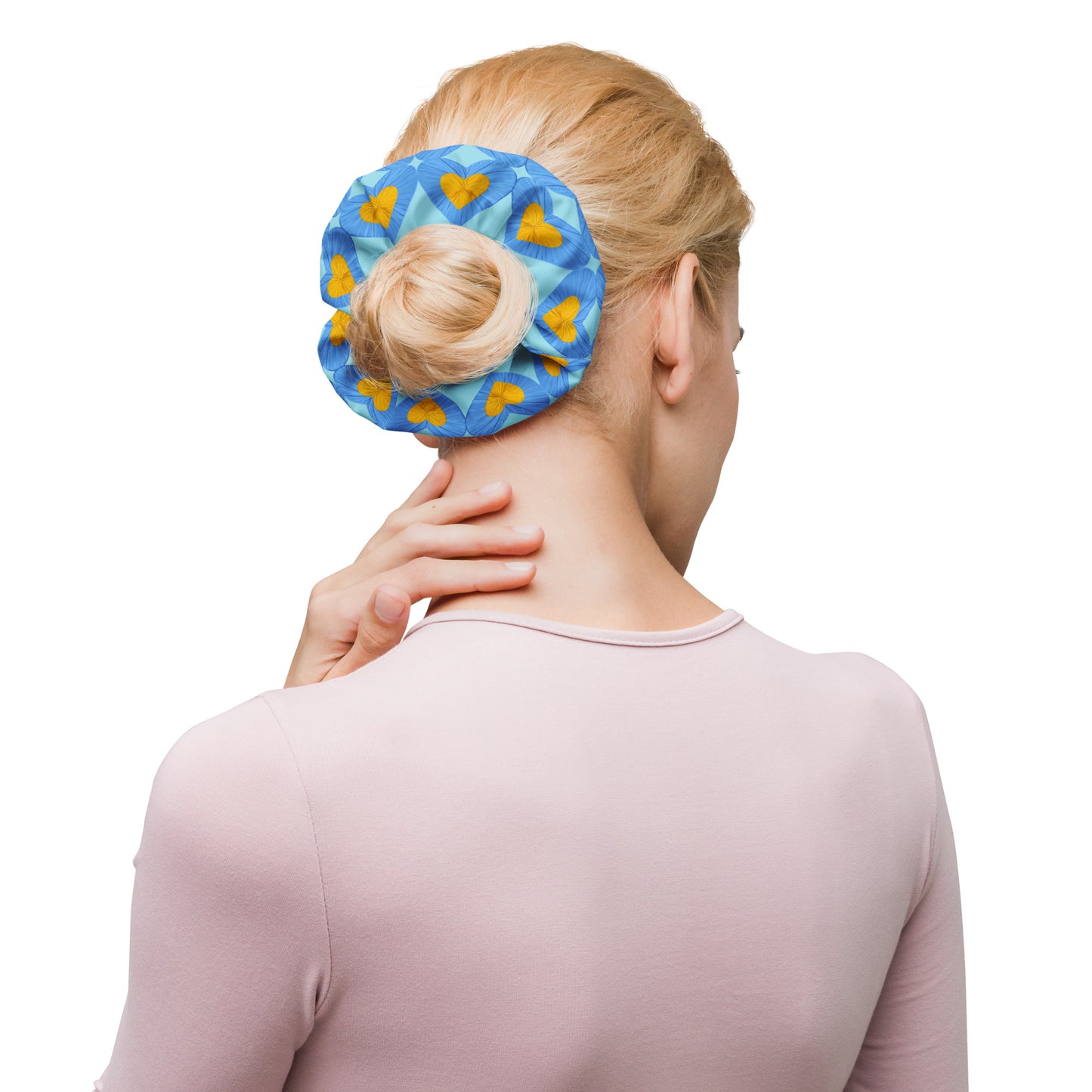 Love and Peace Pastel Blue Scrunchie
