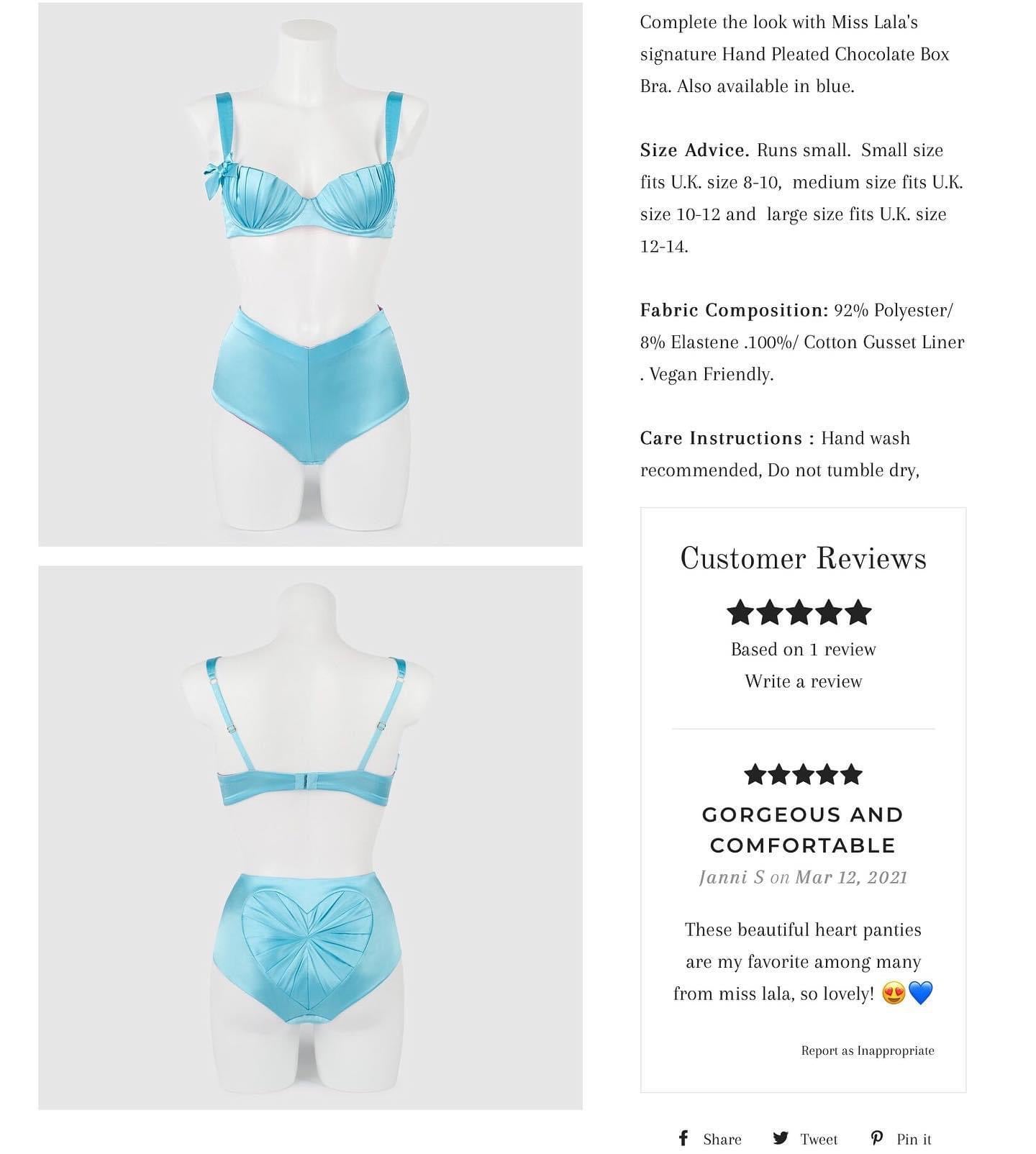 Chocolate Box BLUE Hand-Pleated Bra