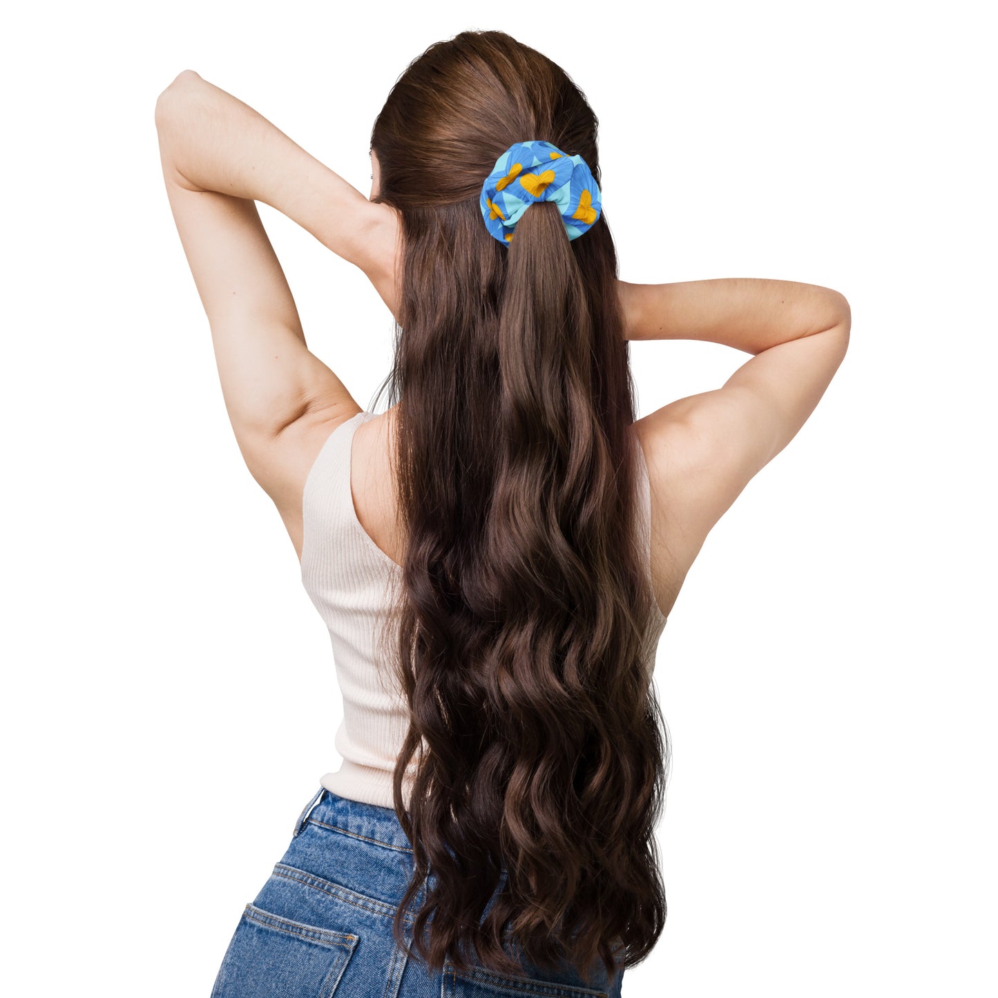 Love and Peace Pastel Blue Scrunchie