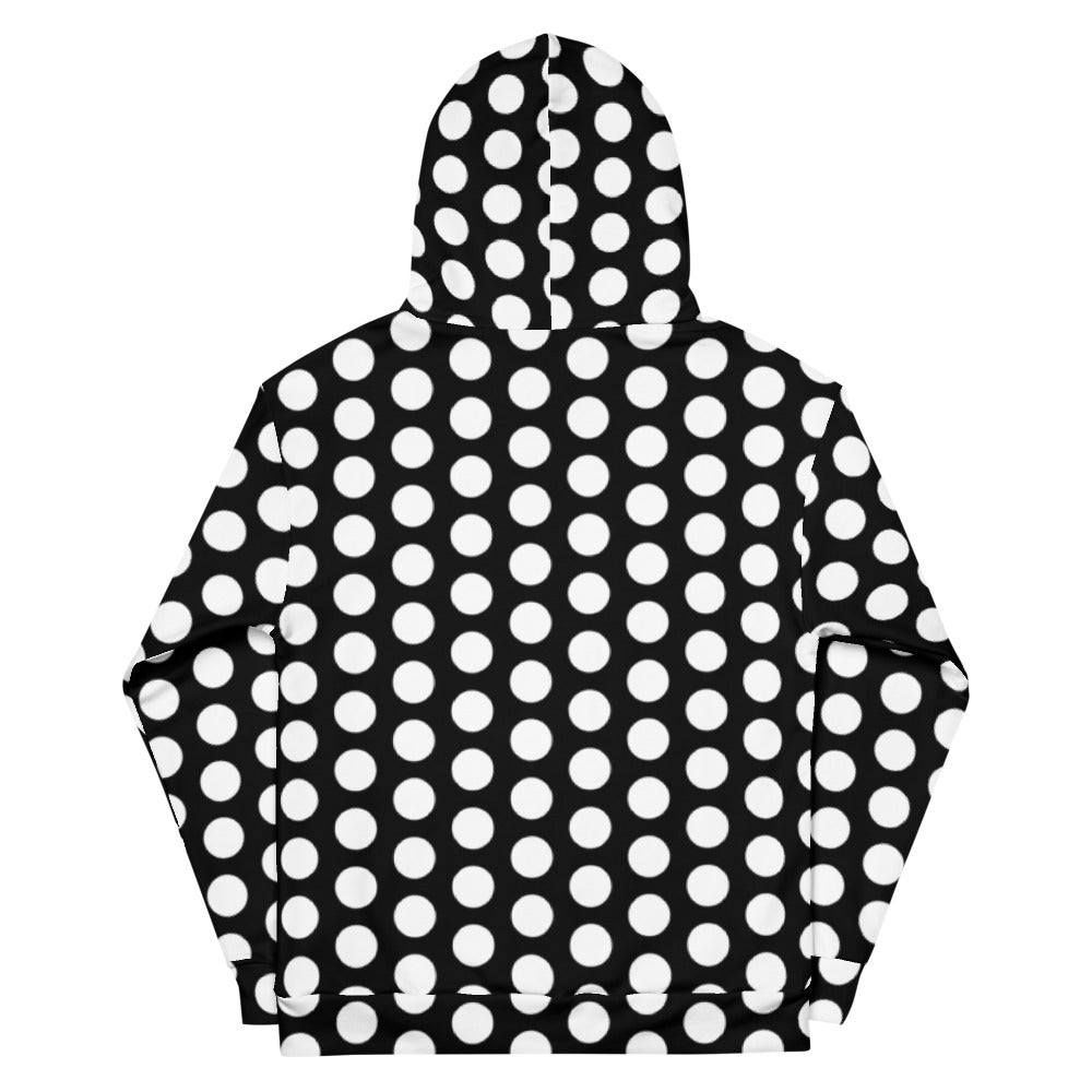 Recycled Nylon Les Polka Dots Black Hoodie With Pink Heart