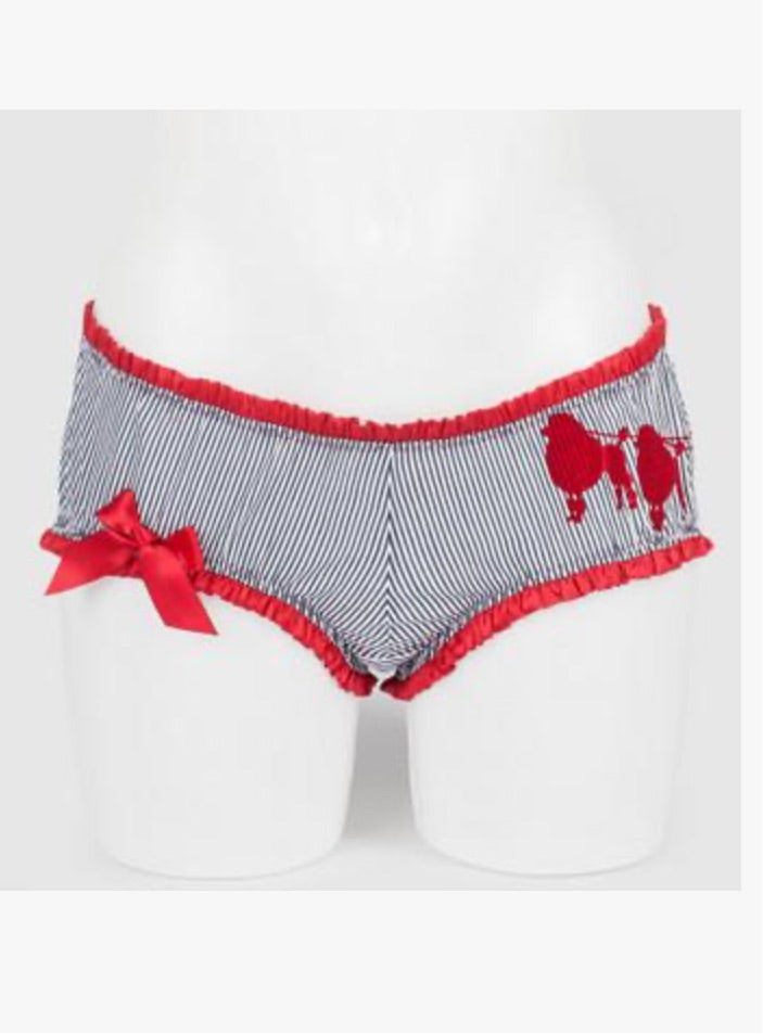 Poodles in Love BLUE Stripe Bow Pant