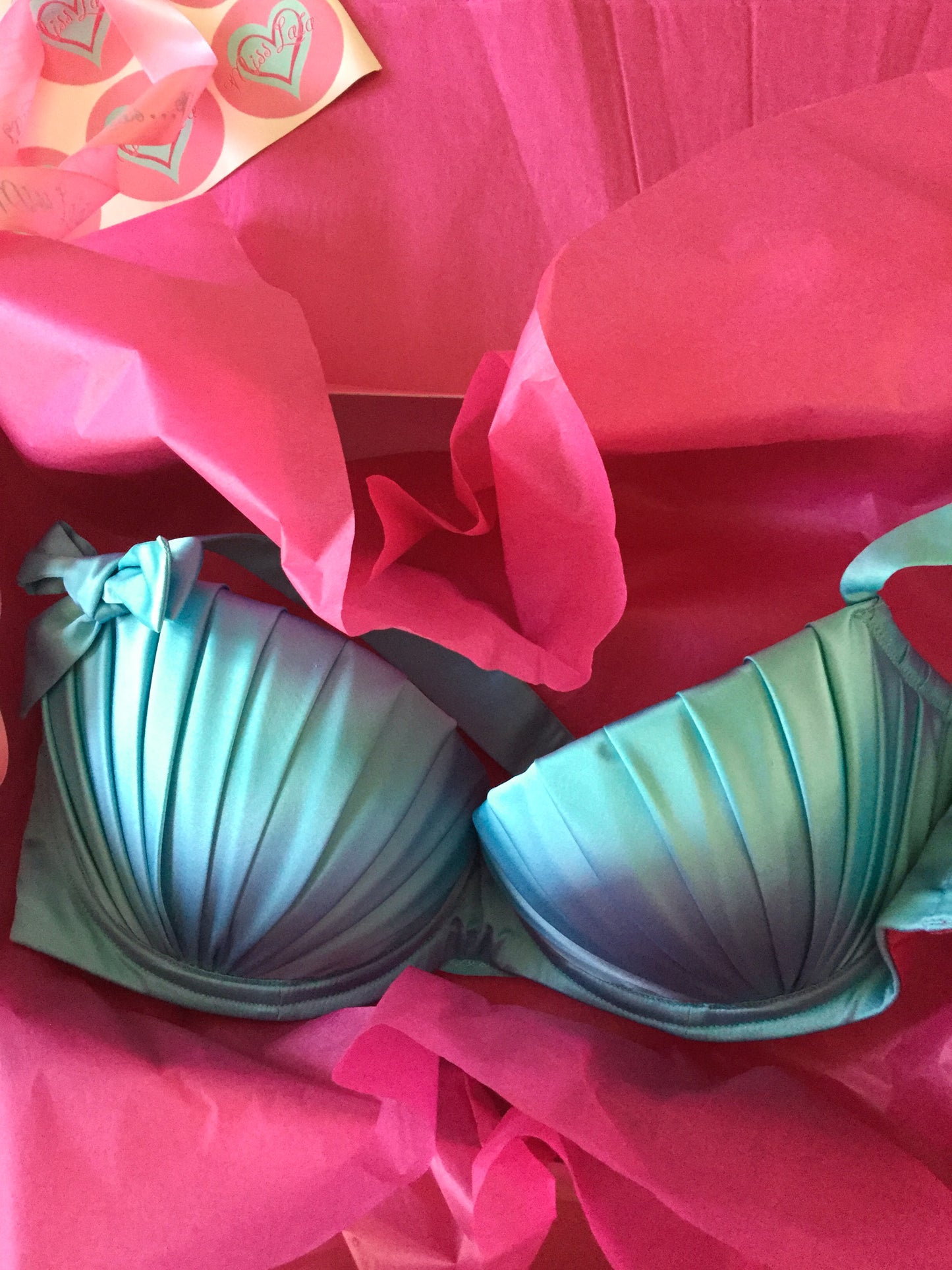 Chocolate Box BLUE Hand-Pleated Bra