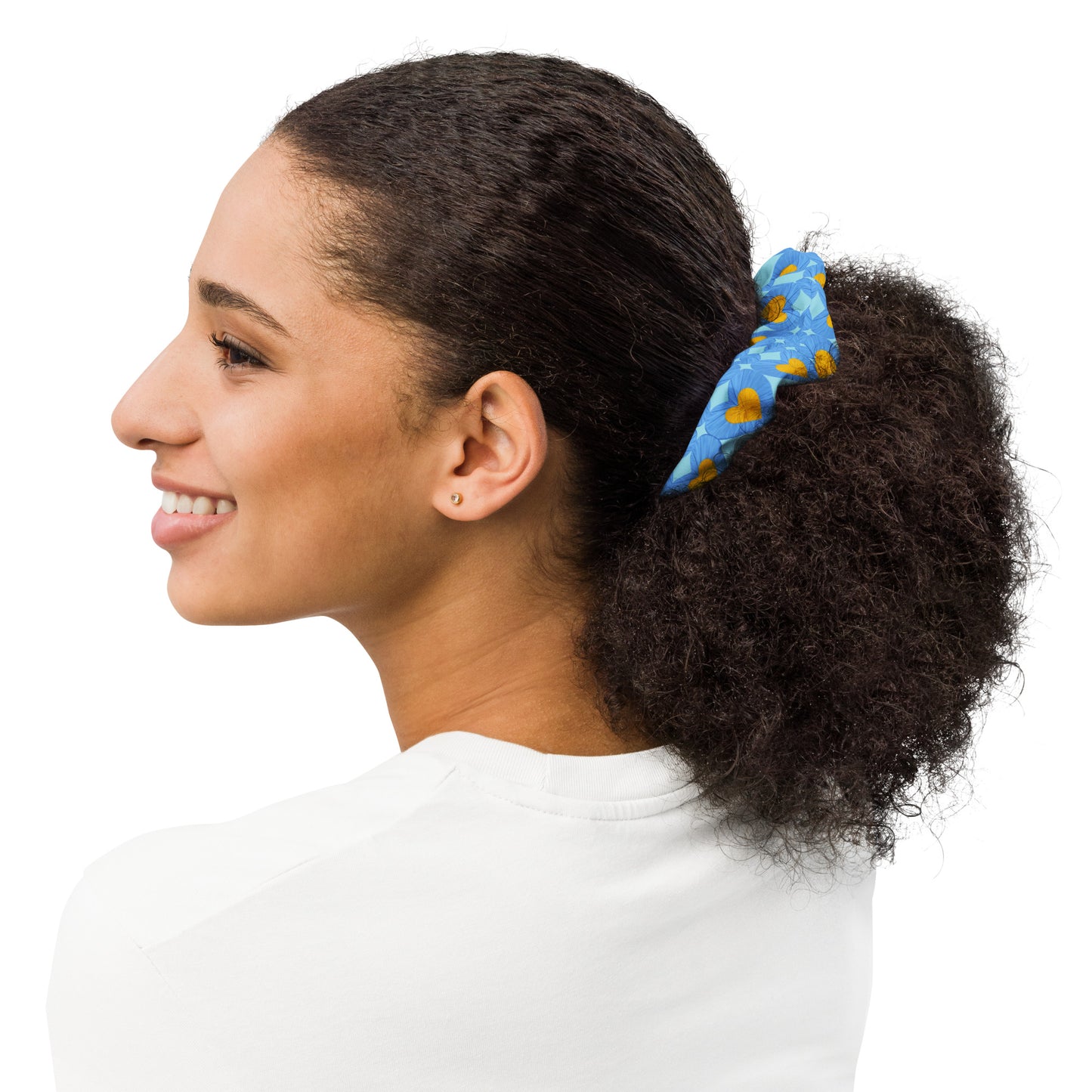 Love and Peace Pastel Blue Scrunchie