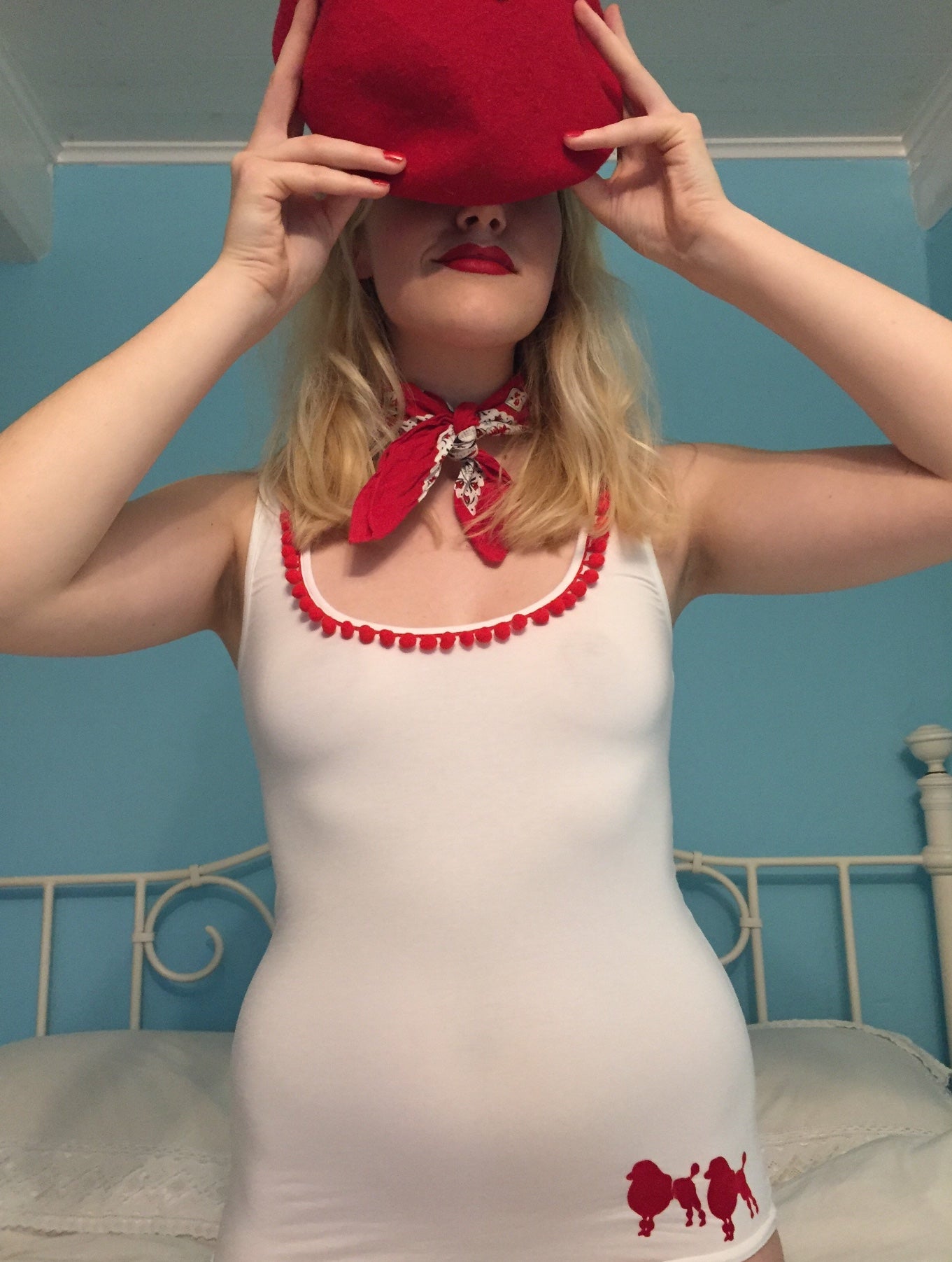 Poodles in Love WHITE with Red Vest