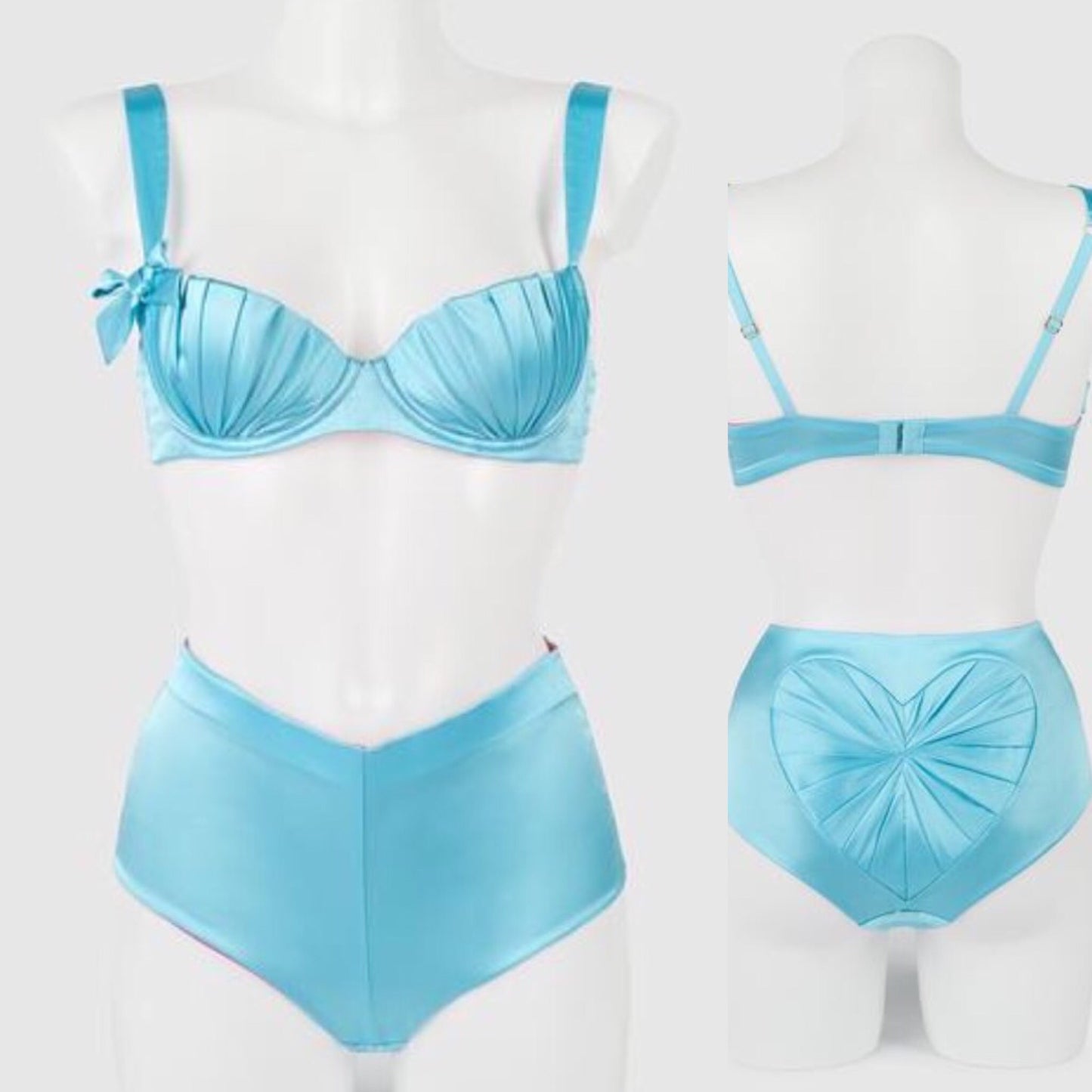 Chocolate Box BLUE Hand Pleated Heart Back Knicker
