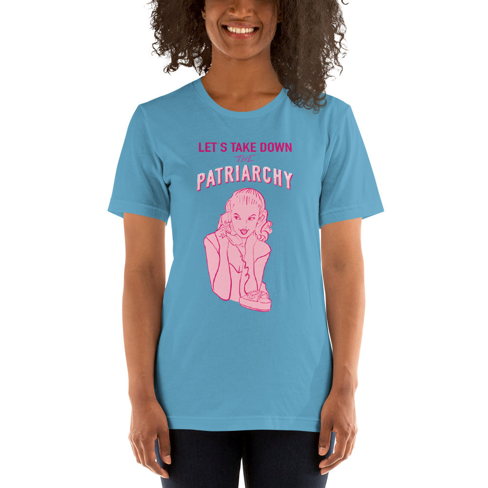 Lets Take Down The Patriarchy Tee in Pink or Ocean Blue