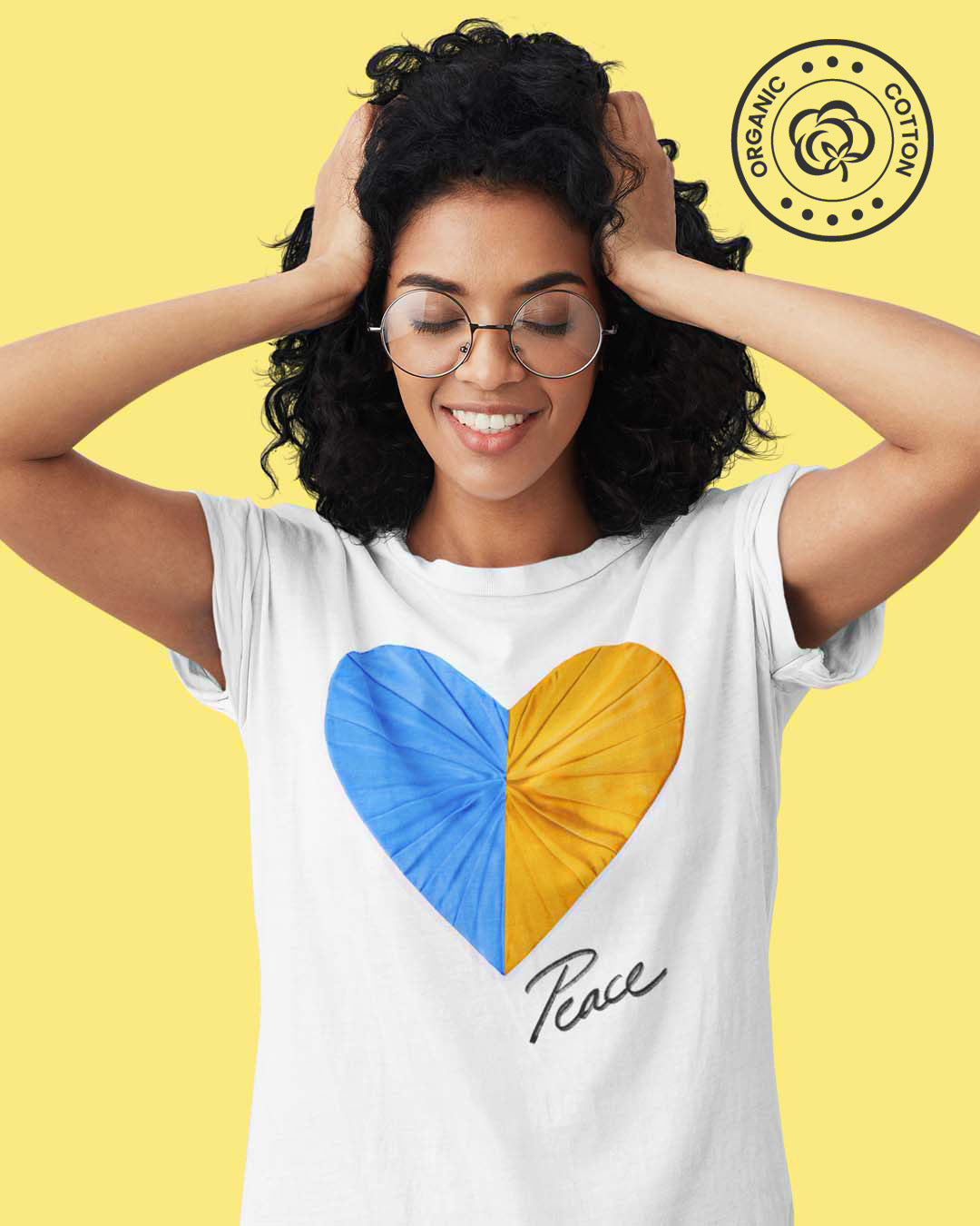 Peace and Love White Unisex Organic Cotton Tee