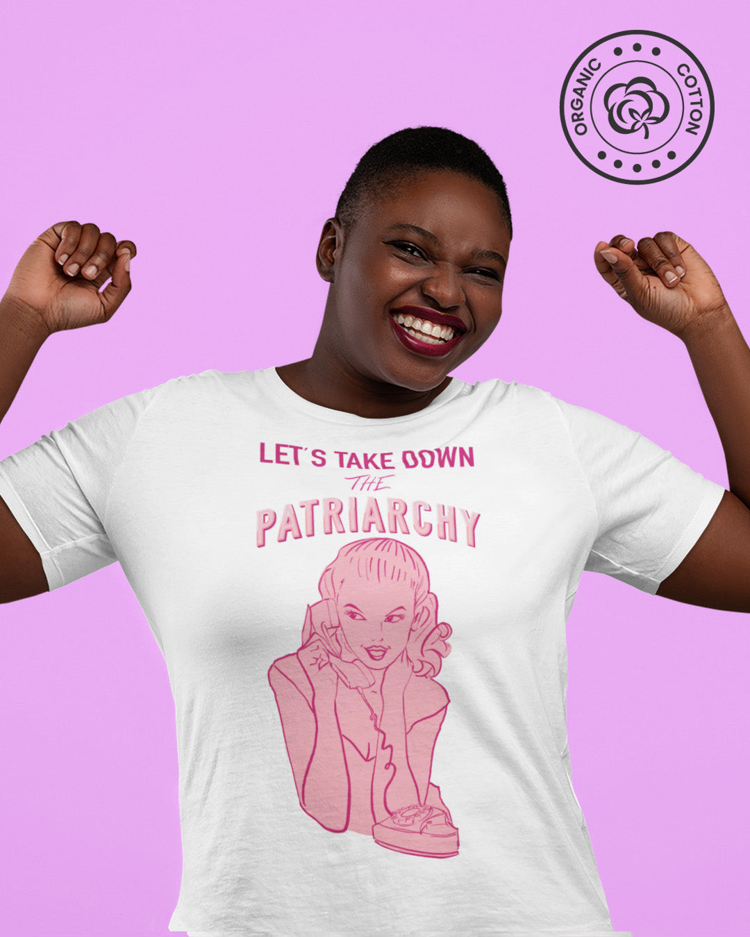 Let's Smash The Patriarchy Fairtrade Organic Cotton Tee in Black or White