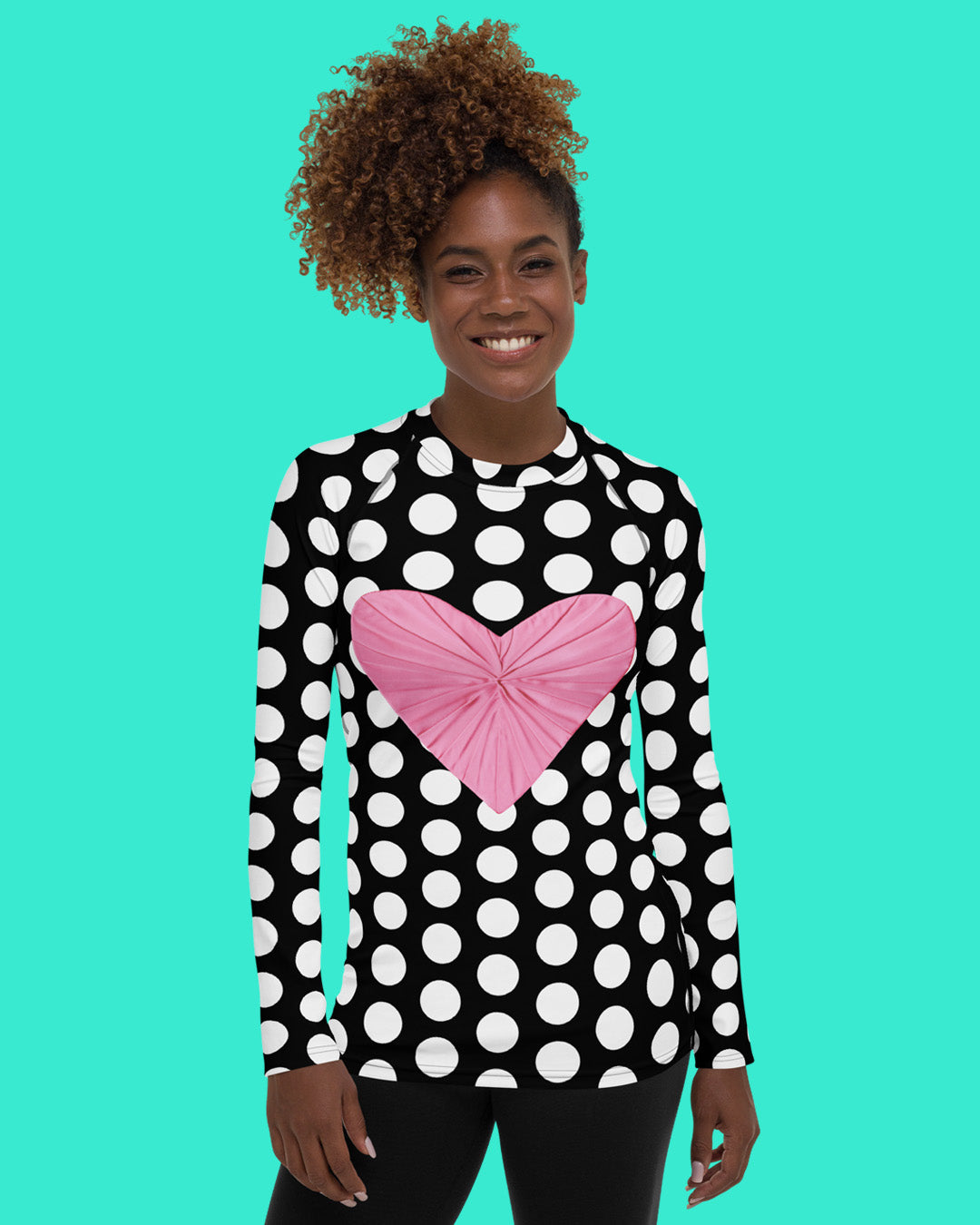 Les Polka Dots Black Long Sleeve Top/Rash Guard