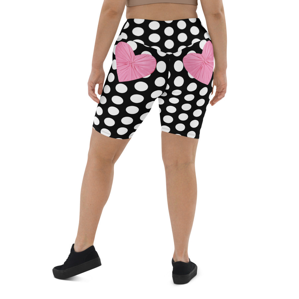 Les Polka Dots Heart Back Biker Shorts