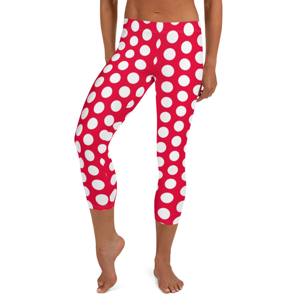 Red Hot Polka Dot Capri Leggings