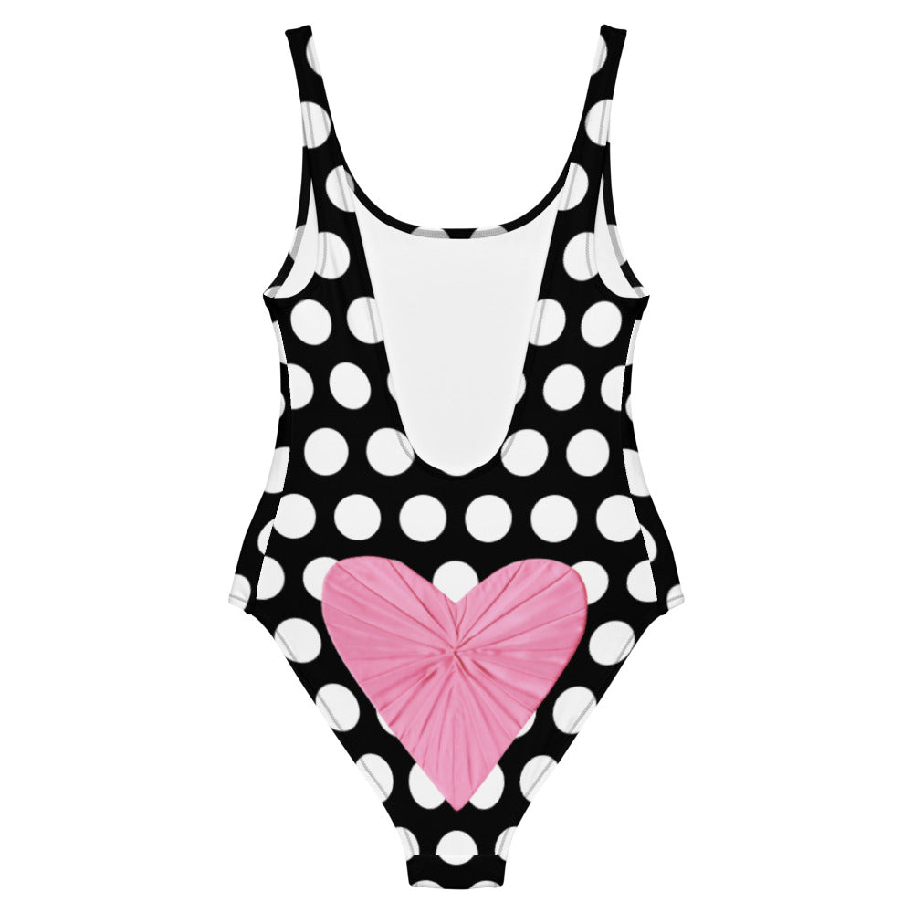 Les Polka Dots Pink Heart One-Piece Swimsuit