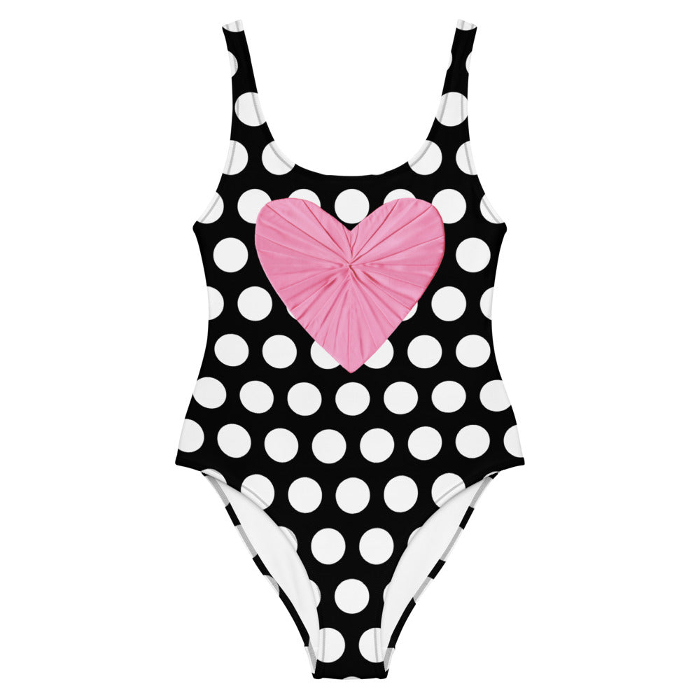 Les Polka Dots Double Heart One Piece Swimsuit