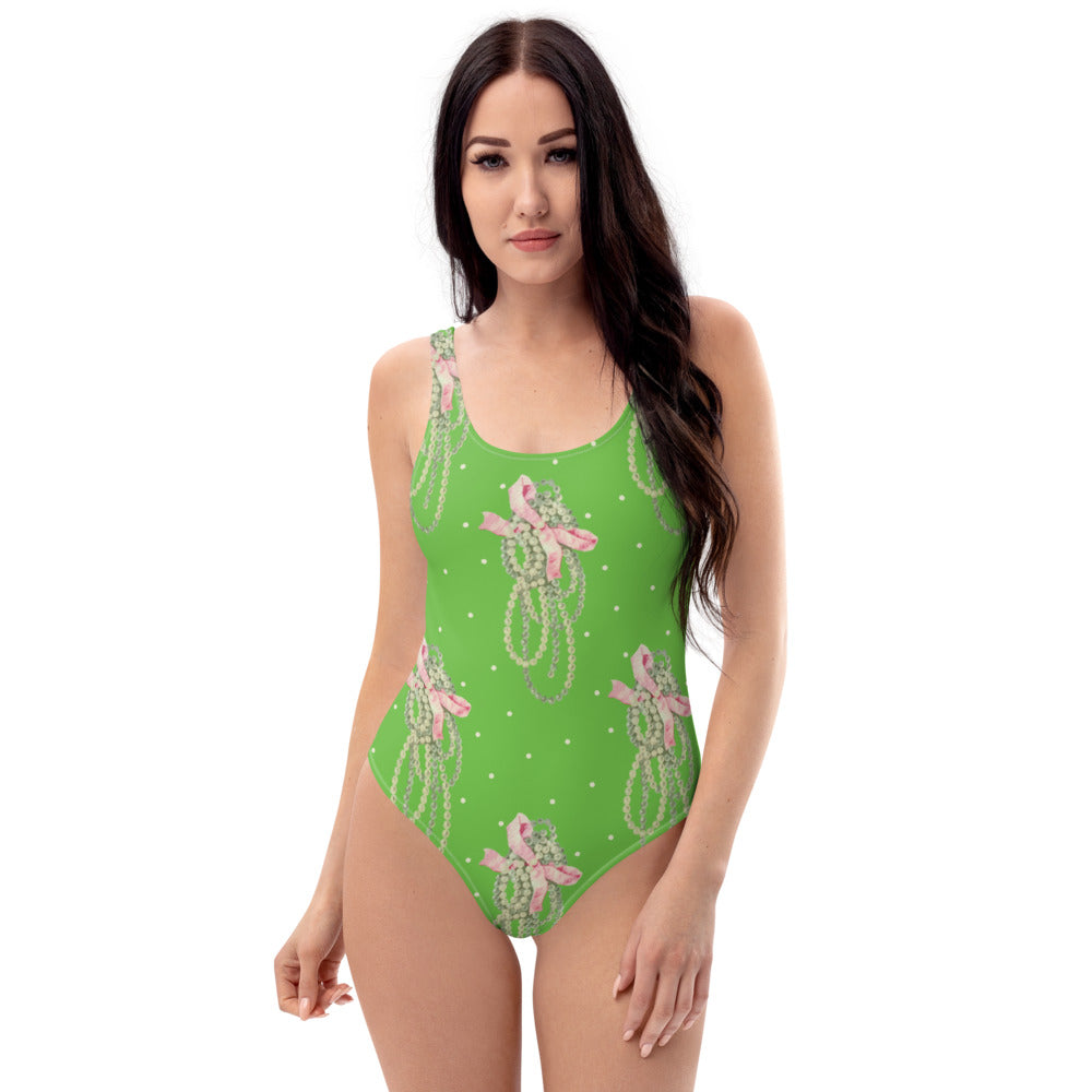 Vintage Pearl Apple Green One-Piece Swimsuit