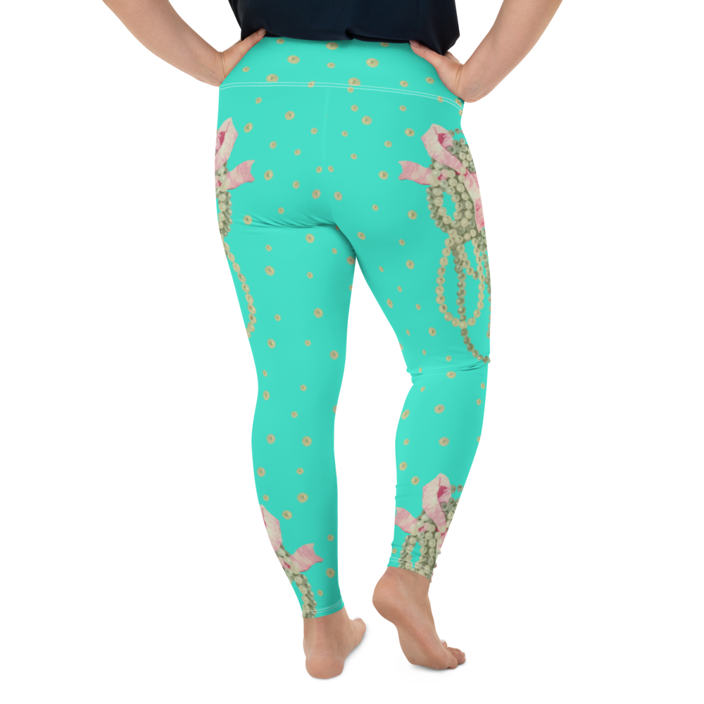 Vintage Pearl Statement Aqua High Waisted Curve Leggings