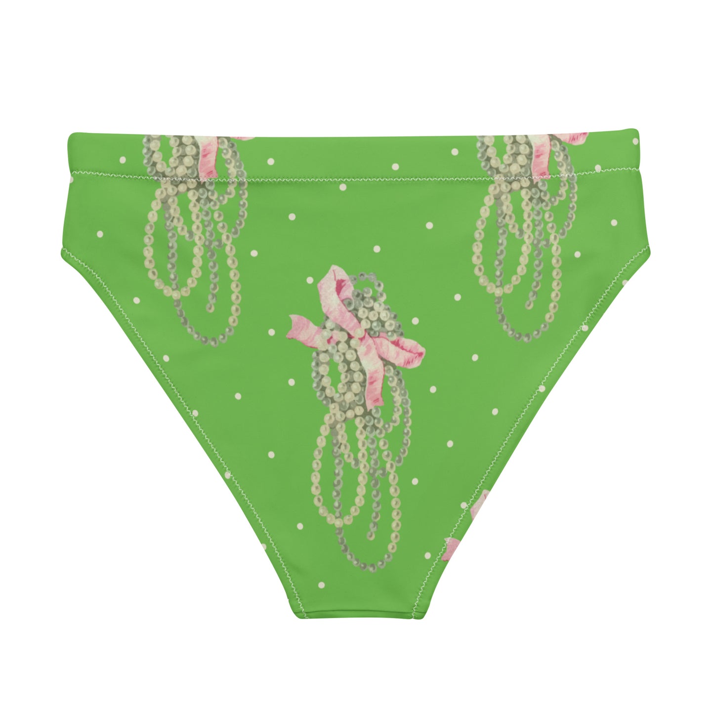 Vintage Pearl Apple Green High-Waisted Eco Bikini Bottom