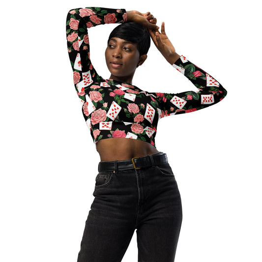 Queen of Coeurs et Fleurs Eco Long-sleeve Active Crop Top
