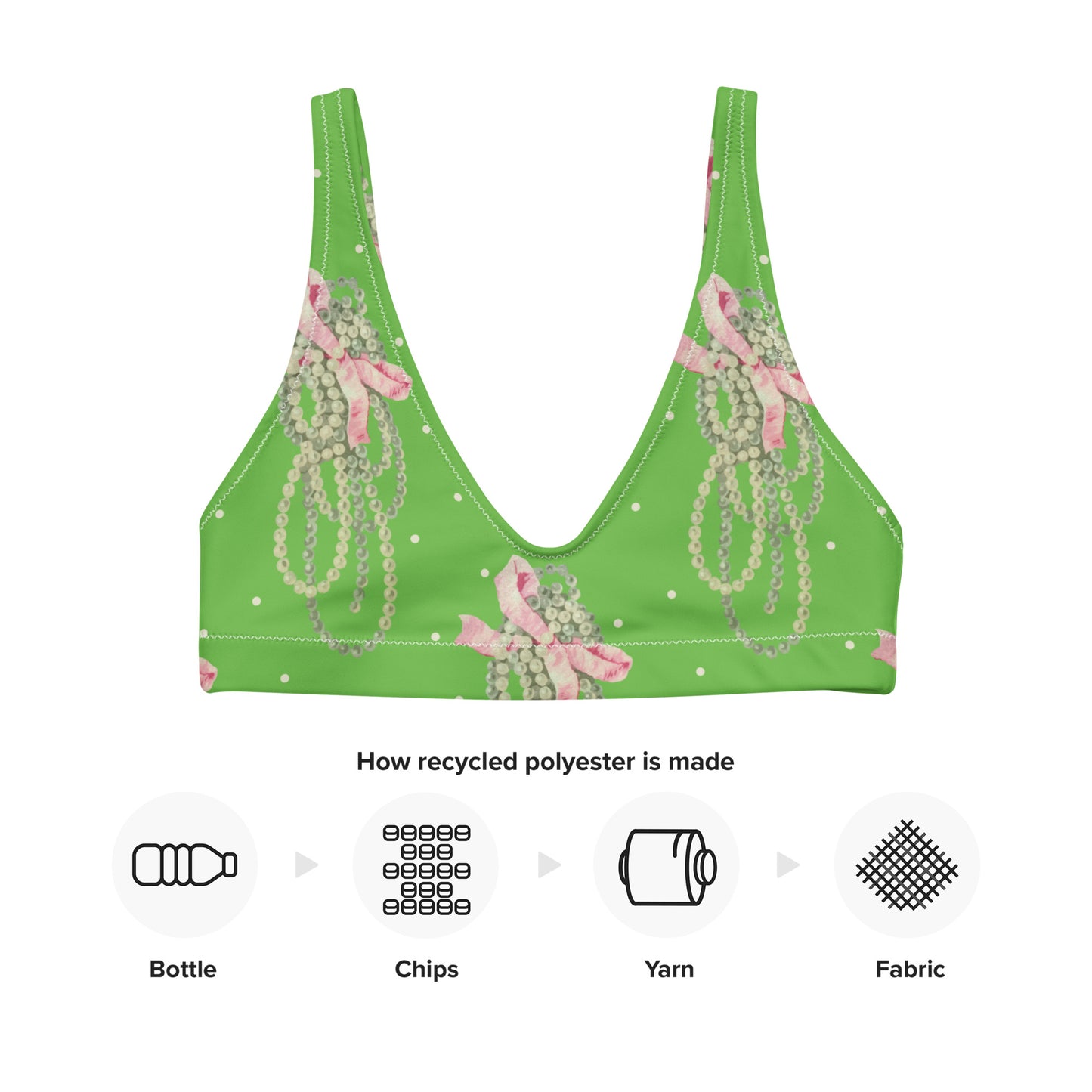 Vintage Pearl Apple Green  Eco Bikini Top