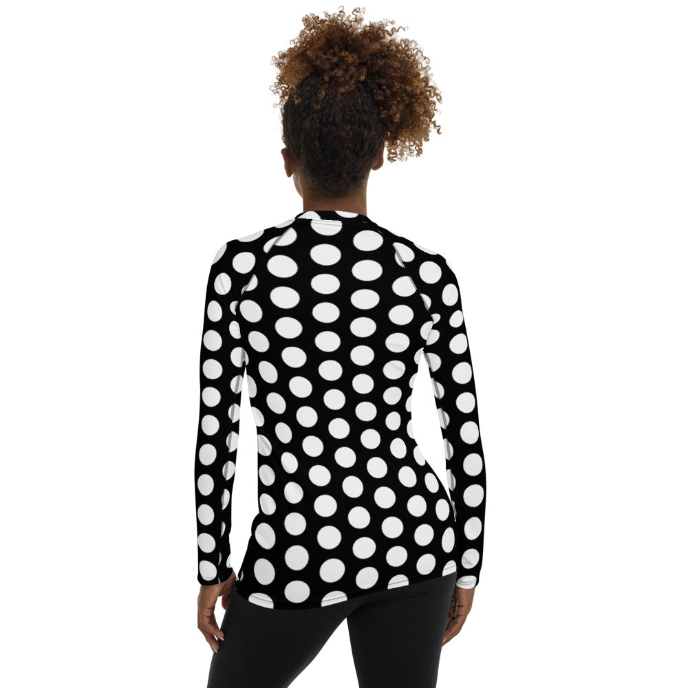 Les Polka Dots Black Long Sleeve Top/Rash Guard