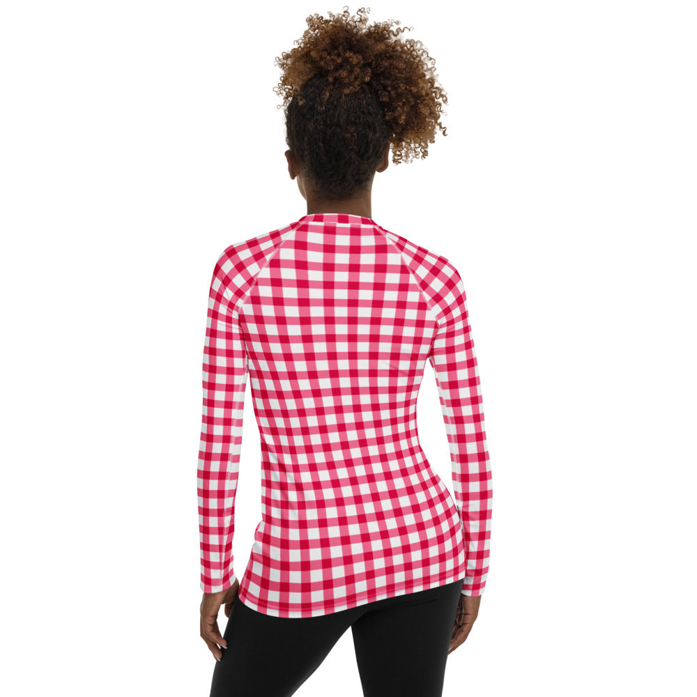 Gingham Pique-Nique Red Long Sleeve Top/Rash Guard