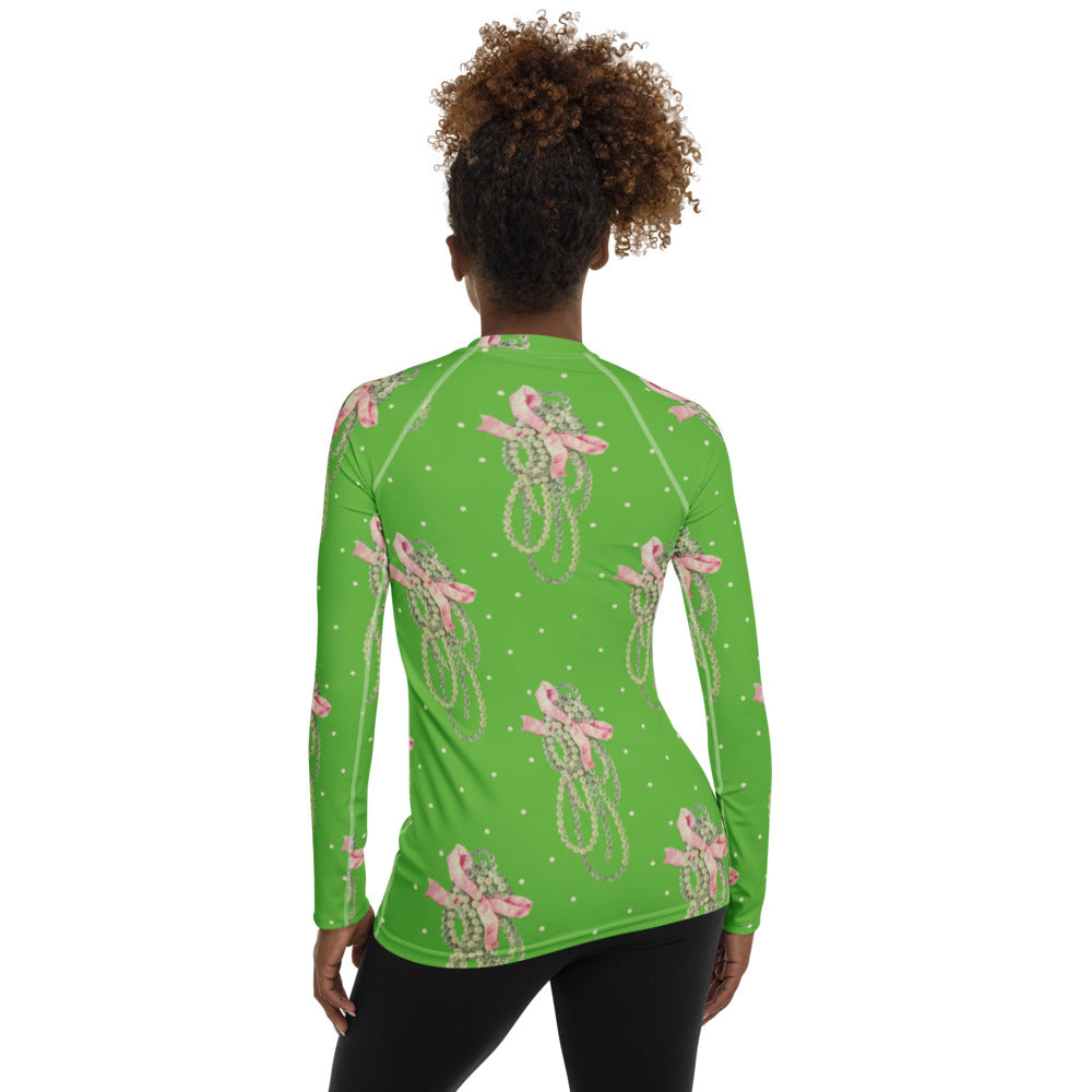 Vintage Pearl Apple Green Women's Rash Guard