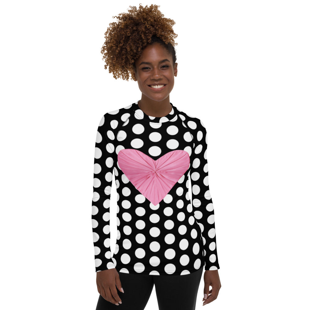 Les Polka Dots Black Long Sleeve Top/Rash Guard