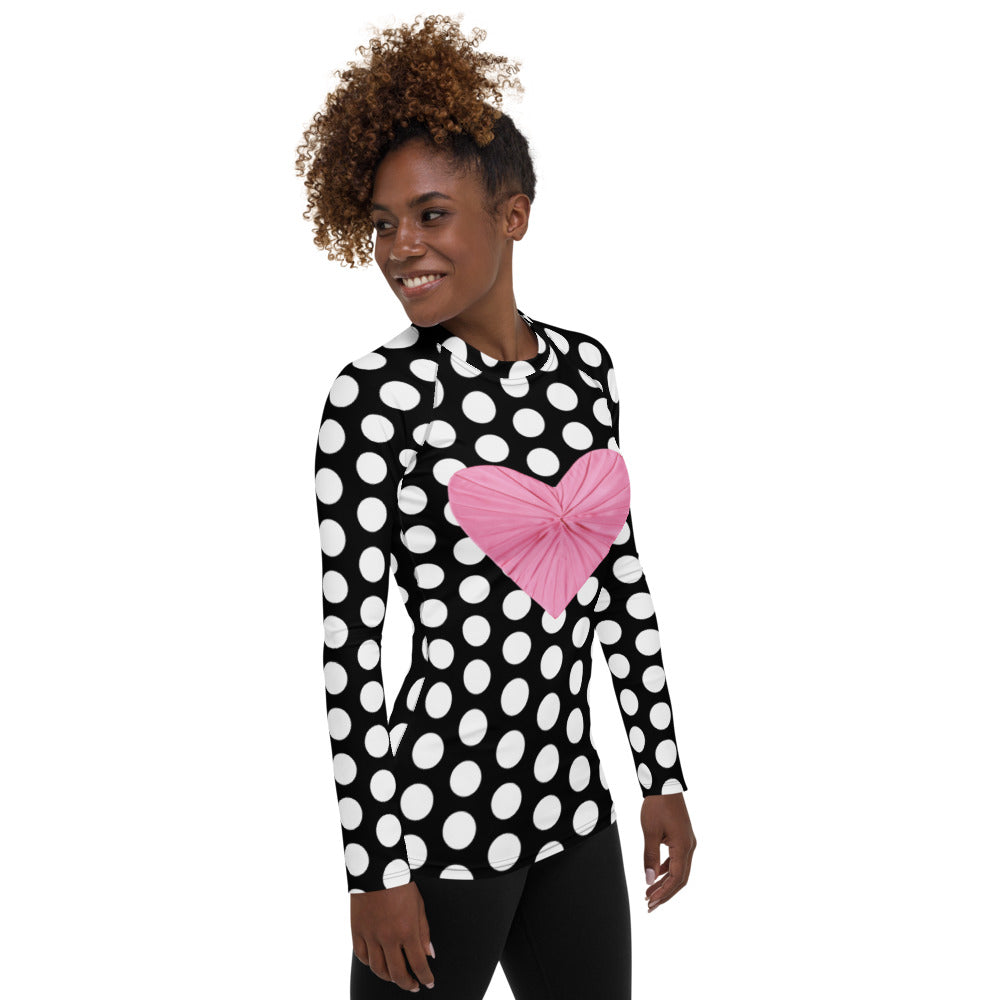 Les Polka Dots Black Long Sleeve Top/Rash Guard