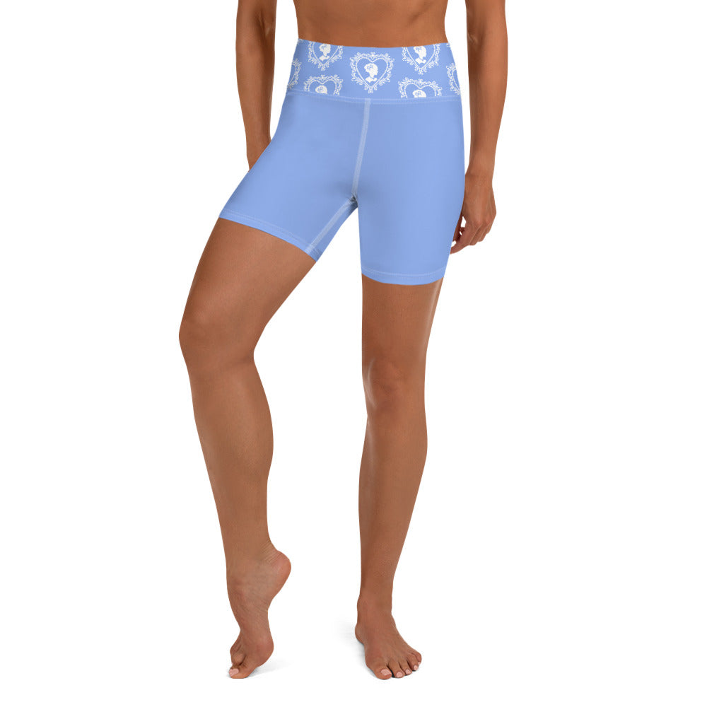 Cameo High Waisted Yoga Porcelain Blue Biker Shorts