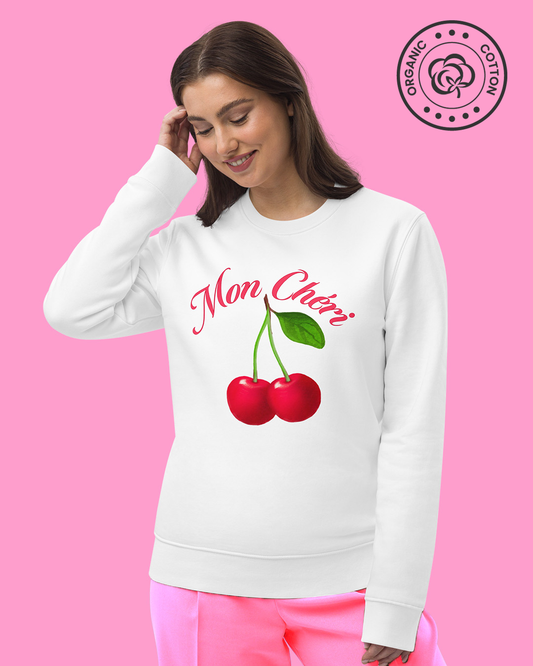 Mon Cherie White Unisex Eco Organic Sweatshirt