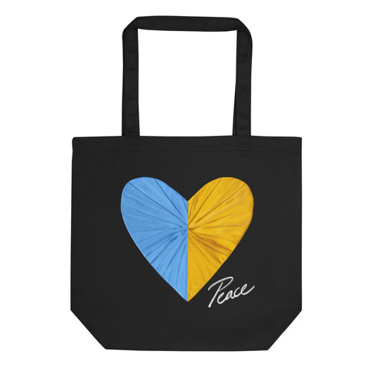 Peace and Love Black Eco Tote Bag