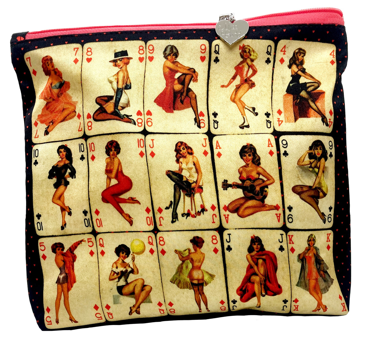 Square Silk Pin Up Purse in BLACK or RED