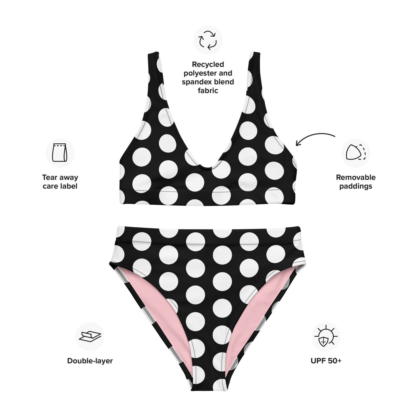 Les Polka Dots  Recycled high-waisted bikini
