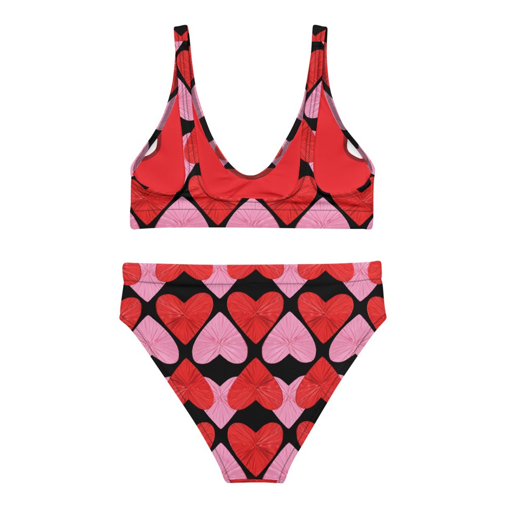 Self-Love Hearts High-Waisted Eco Bikini Set