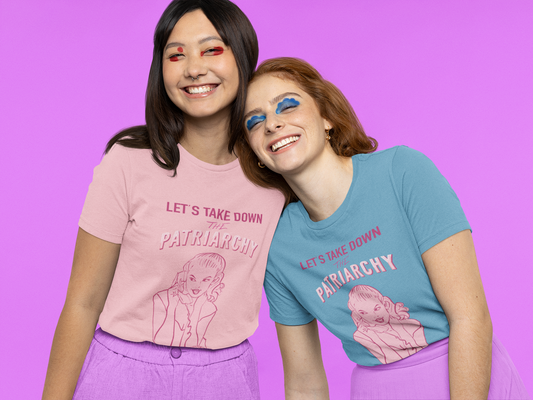 Lets Take Down The Patriarchy Tee in Pink or Ocean Blue