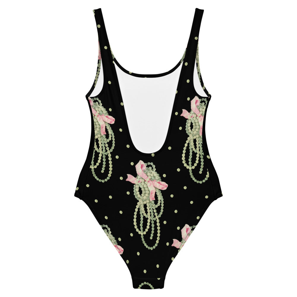 Vintage Pearl Black One Piece Swimsuit