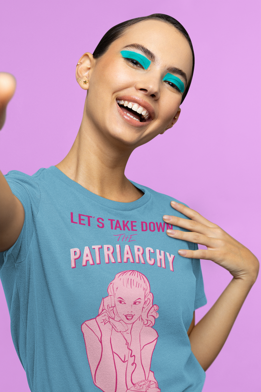 Lets Take Down The Patriarchy Tee in Pink or Ocean Blue