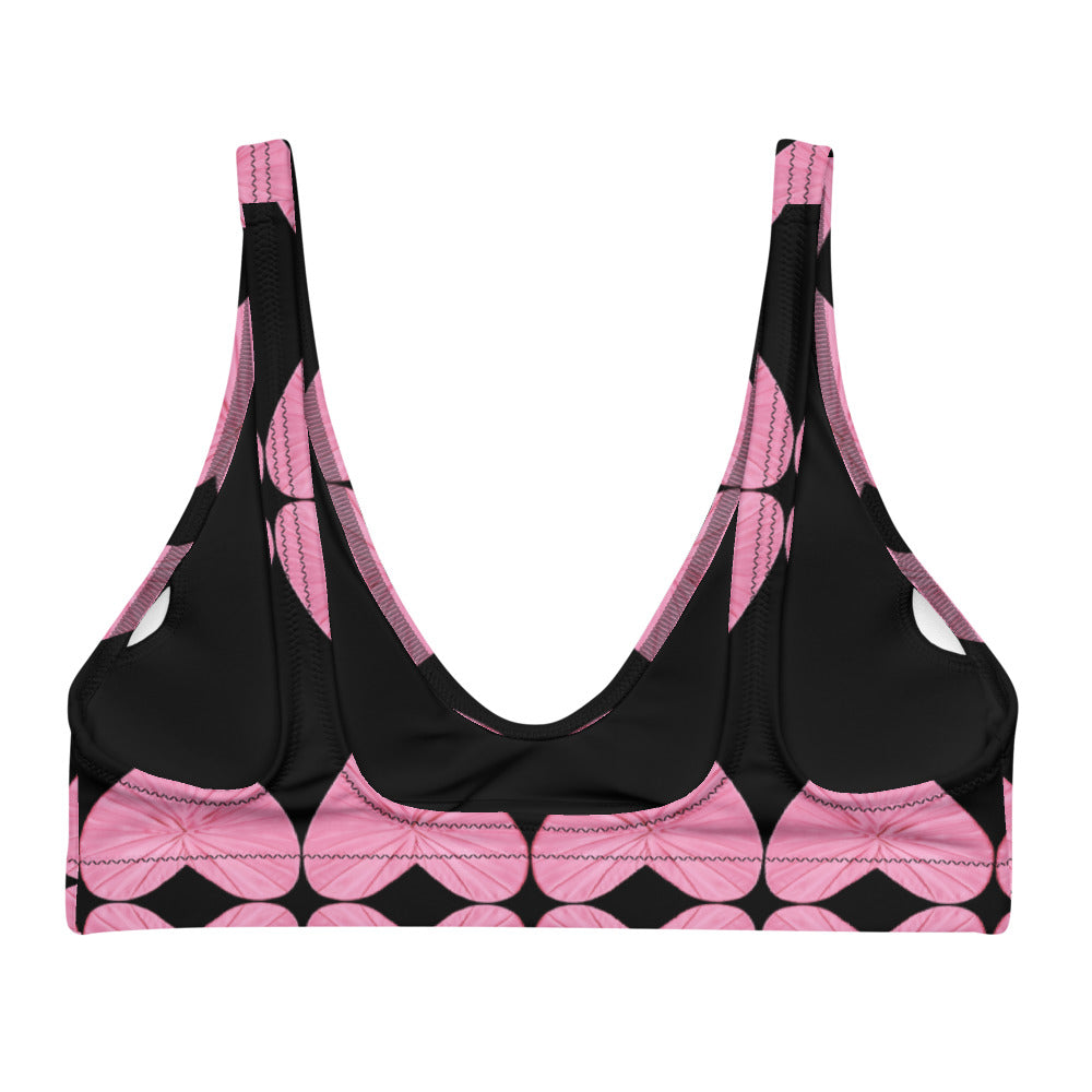 Harlequin Hearts Pink and Black Eco Bikini Top