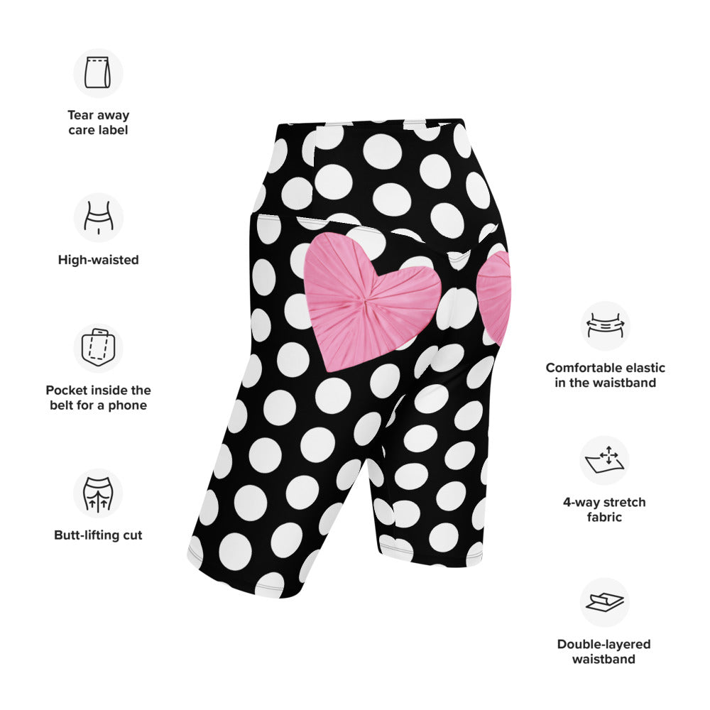 Les Polka Dots Heart Back Biker Shorts