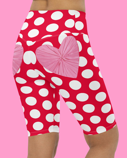 Red Hot Polka Dot Biker Shorts