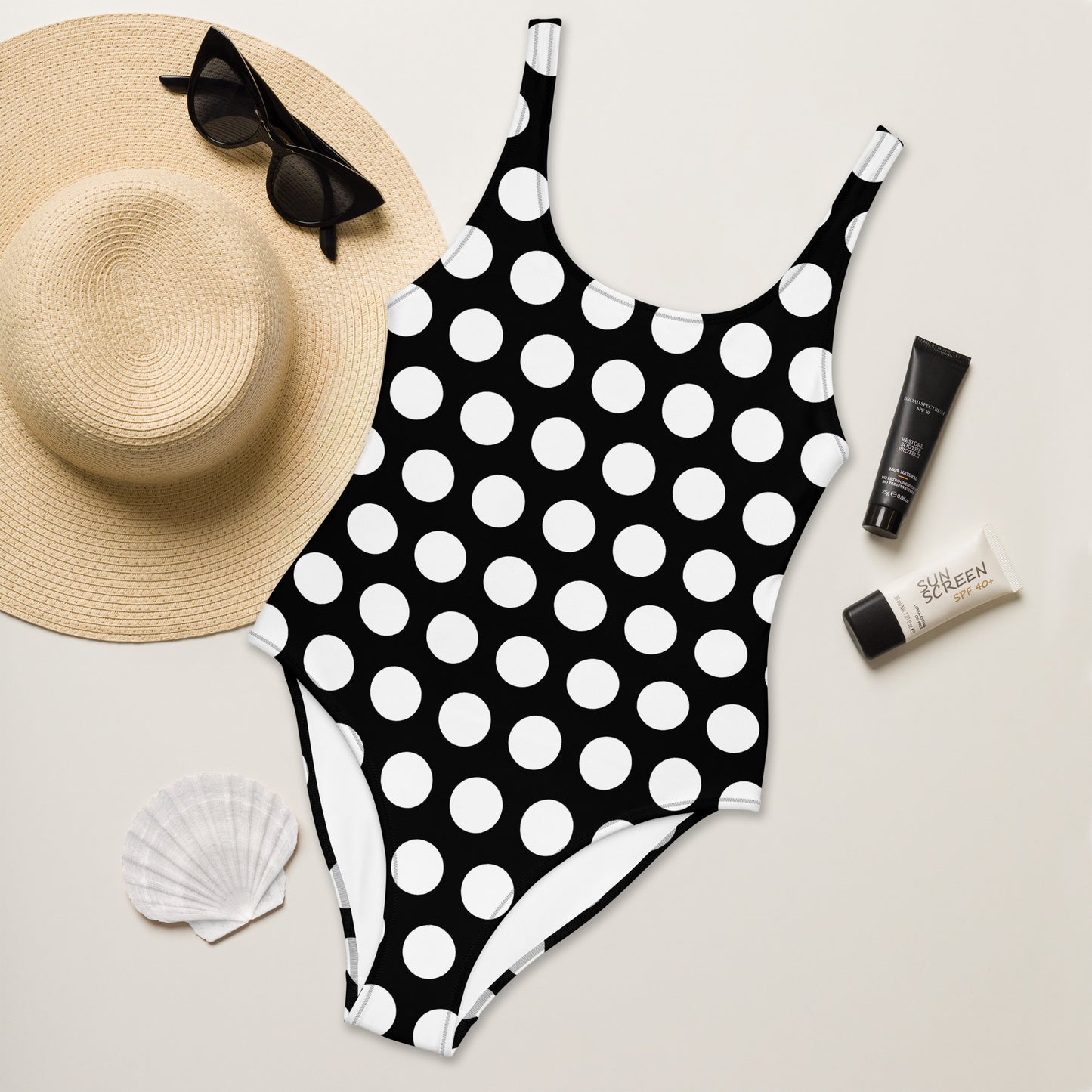 Les Polka Dots Pink Heart One-Piece Swimsuit