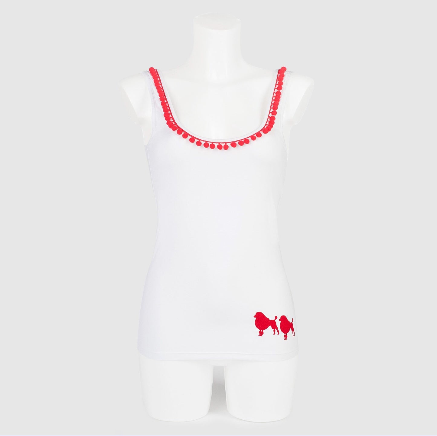 Poodles in Love WHITE with Red Vest